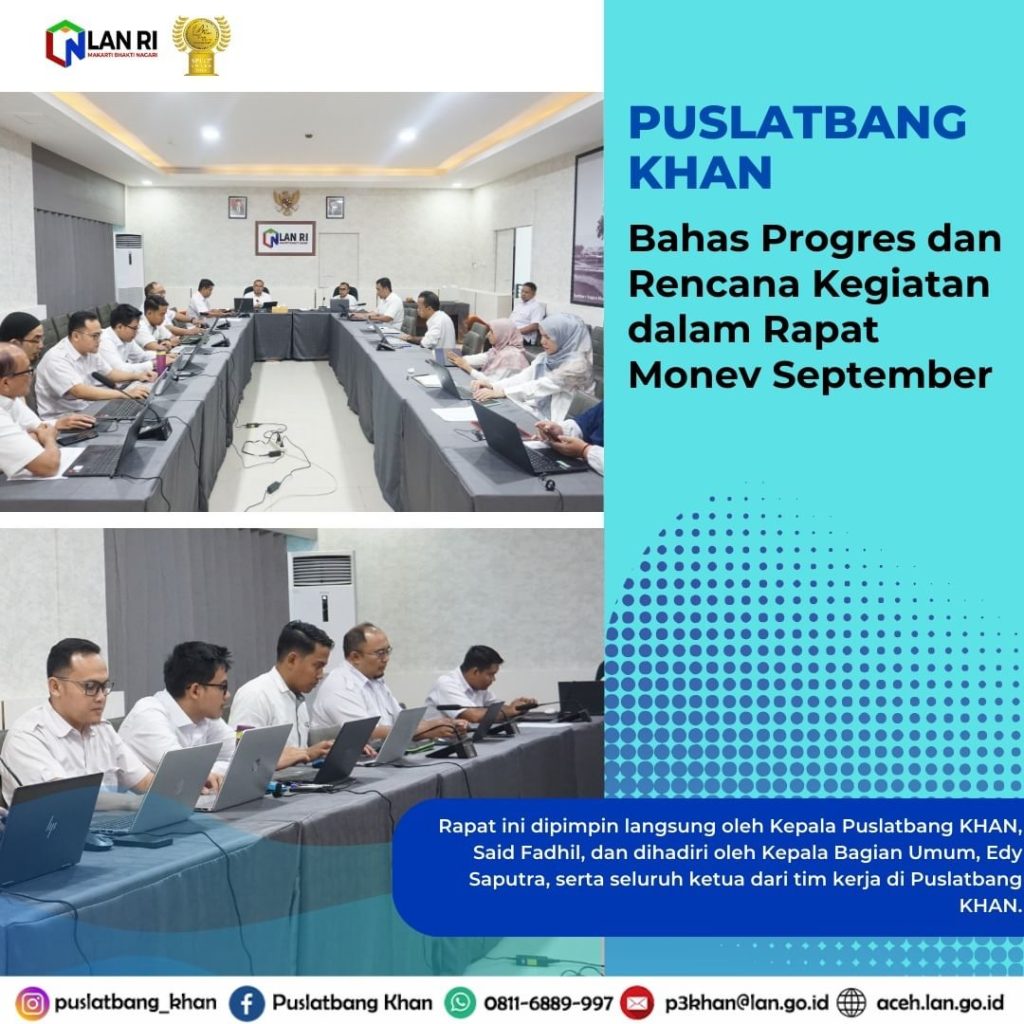 Puslatbang KHAN Bahas Progres dan Rencana Kegiatan dalam Rapat Monev September